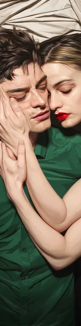 Free dark romance bookmark featuring a couple gripping a cheek with one looking off-camera